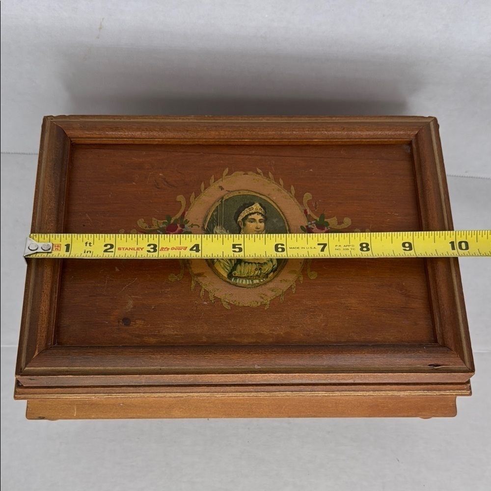 Antique English Victorian Hand Painted Wooden Jewelry Vanity Box - Picture 9 of 13